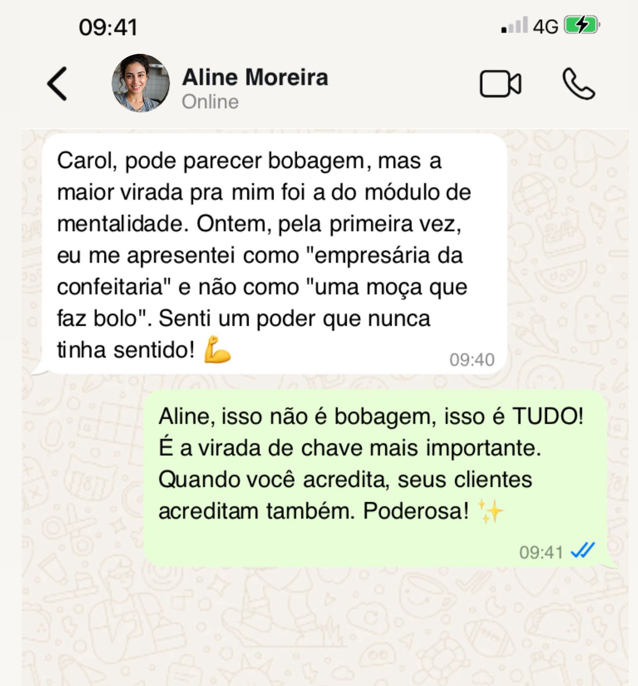 Print de depoimento de aluna no WhatsApp 5